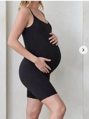 Bumpsuit The Alexa Maternity Romper M Medium ribbed black tan shorts